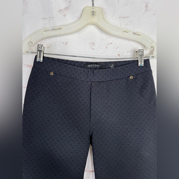INSIGHT 26.5 Inch Waist Black Jacquard Print Pull On Slim Fit Size 4 Pants - Picture 4 of 13